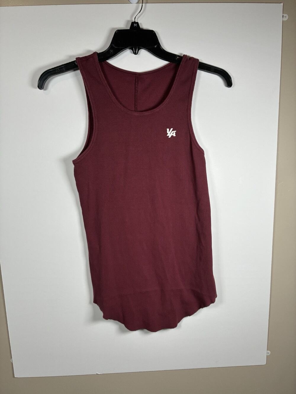 YoungLA L Ribbed Tank Top Burgundy Maroon Cotton Raw Hem Gym Bodybuilding